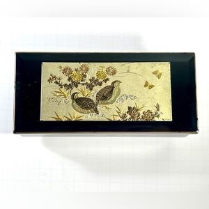 Vintage Ziegler Japanese Lacquer Music Box Birds Floral Sankyo